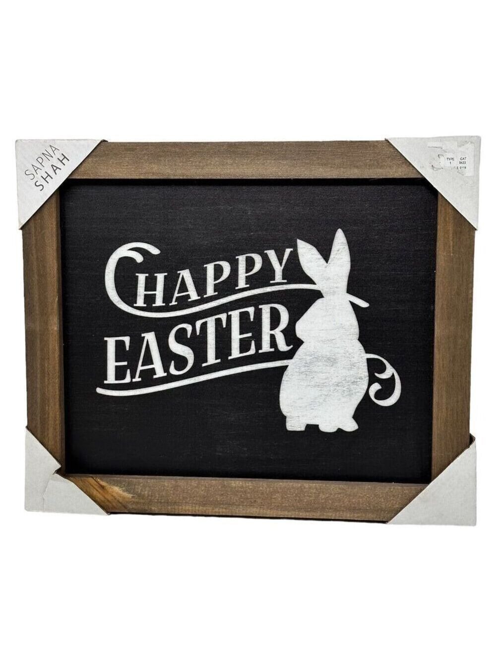 Happy Easter Wooden Sign Bunny Silhouette 12 x 10in Rustic Primitive Wall Decor